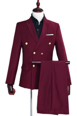 Langarm Männer Blazer Wein Rot Hose Casual Kostüm